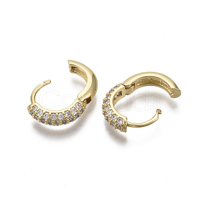 Brass Micro Pave Cubic Zirconia Huggie Hoop Earrings EJEW-R144-004E-NF-1