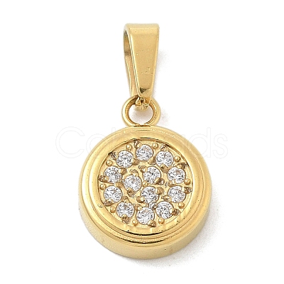 Ion Plating(IP) 304 Stainless Steel Micro Pave Cubic Zirconia Pendants STAS-Z107-02G-01-1