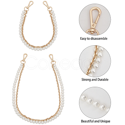 CHGCRAFT 2Pcs 2 Style Plastic Imitation Pearl Beaded Double Strand Bag Handles DIY-CA0005-94-1