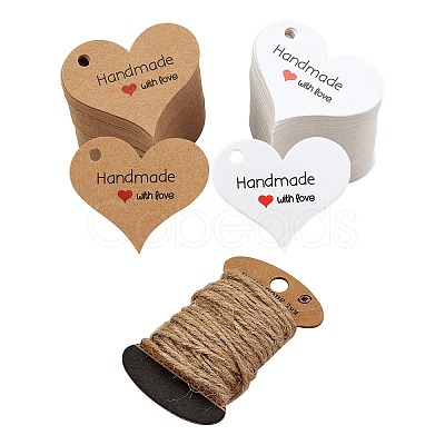 200Pcs 2 Colors Heart Paper Gift Hang Tags CDIS-SZ0001-19-1