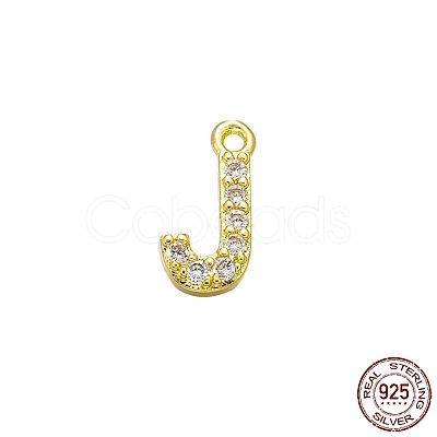 Real 18K Gold Plated 925 Sterling Silver Micro Pave Clear Cubic Zirconia Charms STER-P054-10G-J-1