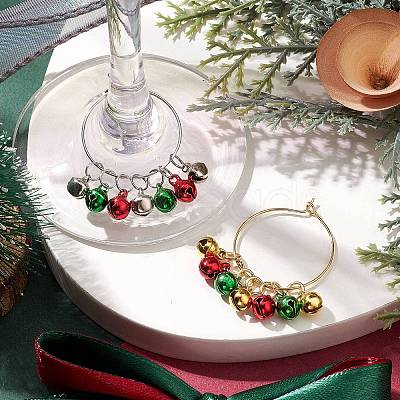 Christmas Brass Bell Wine Glass Charms AJEW-JO00257-1