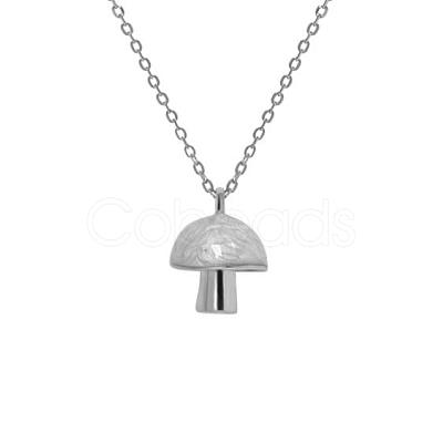 Anti-Tarnish 925 Sterling Silver Enamel Mushroom Pendant Necklaces JN1085B-1