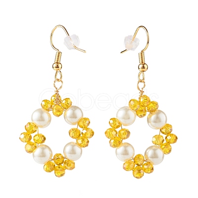 Bling Glass Beads Braided Dangle Earrings EJEW-JE04741-1