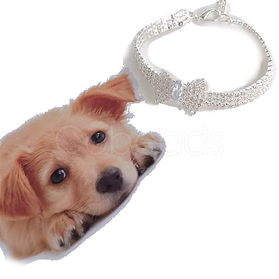 Adjustable 3-Row Brass Micro Pave Cubic Zirconia Cup Chain Pet Collars PW-WG63250-03-1