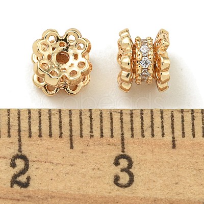 Rack Plating Brass Micro Pave Cubic Zirconia Beads KK-K386-03G-01-1