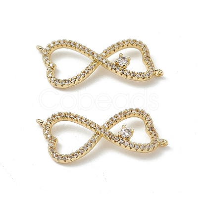 Brass Micro Pave Clear Cubic Zirconia Connector Charms KK-E068-VB392-1