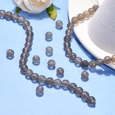 Natural Grey Agate Beads Strands G-G067-8mm-1-1