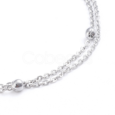 Tarnish Resistant 304 Stainless Steel 2-strand Cable Chain Bracelets BJEW-L673-015-P-1