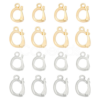 BENECREAT 24Pcs 4 Styles Rack Plating Brass Fold Over Clasps KK-BC0012-80-1