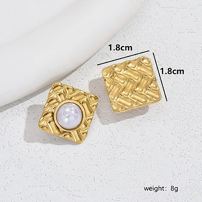 Rhombus 304 Stainless Steel Stud Earrings VU3141-1-1