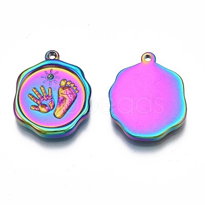 Rack Plating Rainbow Color 304 Stainless Steel Pendant Rhinestone Settings STAS-N098-034-1