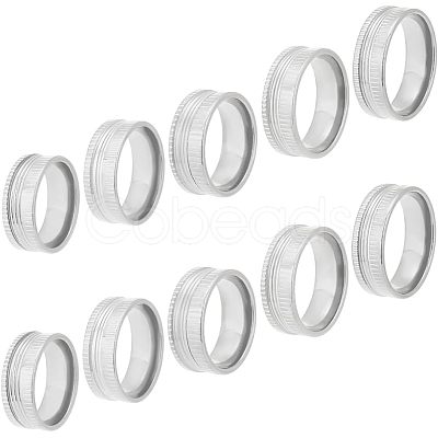 Unicraftale 10Pcs 5 Size 304 Stainless Steel Grooved Finger Ring Settings STAS-UN0041-21P-1