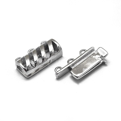 Anti-Tarnish Rhodium Plated 925 Sterling Silver Box Clasps STER-L057-017P-1