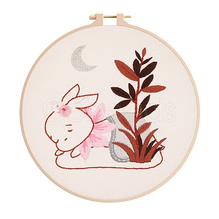 Rabbit Pattern DIY Embroidery Kit DIY-P077-141-1