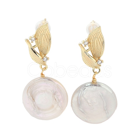 Natural Pearl Ear Studs EJEW-P285-06G-1