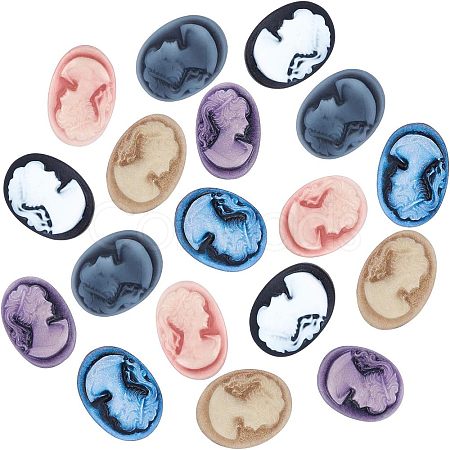 Resin Cameo Lady Head Cabochons CRES-CA0001-02-1