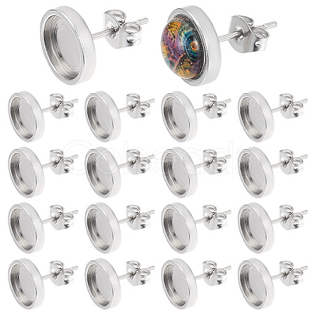 Beebeecraft 50Pcs 304 Stainless Steel Stud Earring Settings STAS-BBC0004-42-1