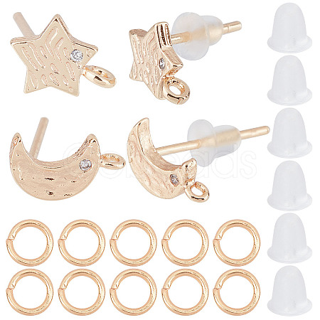 CREATCABIN 16Pcs 2 Style Brass Stud Earring Findings KK-CN0001-89-1
