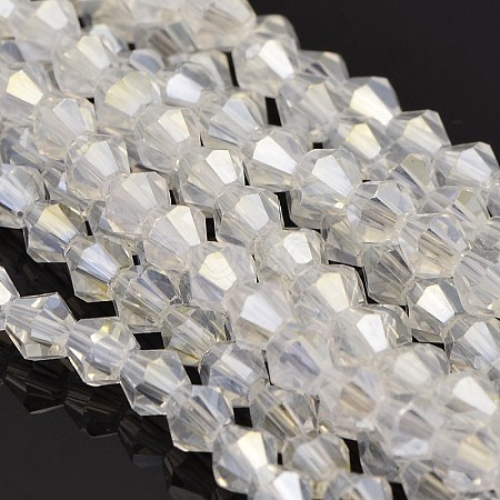 Faceted Bicone Electroplate Glass Beads Strands EGLA-P016-3mm-AB01-1