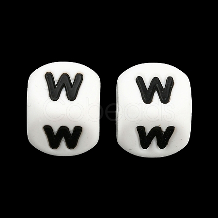 20Pcs White Cube Letter Silicone Beads 12x12x12mm Square Dice Alphabet Beads with 2mm Hole Spacer Loose Letter Beads for Bracelet Necklace Jewelry Making JX432W-1