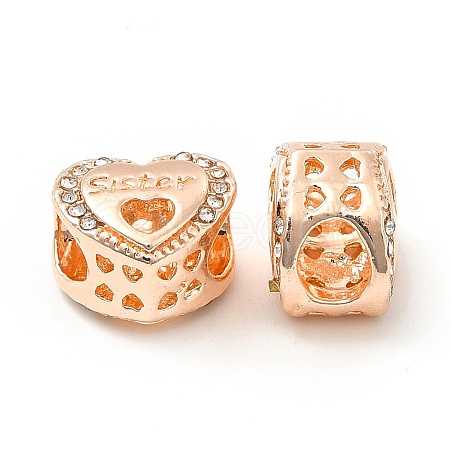 Rack Plating Alloy Rhinestone European Beads PALLOY-P289-30RG-1