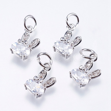 Brass Micro Pave Cubic Zirconia Bunny Charms RB-I077-19P-RS-1