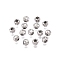 Rhodium Plated 925 Sterling Silver Corrugated Beads, Anti-Tarnish, Pumpkin Shape, Platinum, 4x3.5mm, Hole: 1.6mm