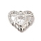 Rack Plating Brass Micro Pave Cubic Zirconia Charms, Cadmium Free & Lead Free, Long-Lasting Plated, Heart with Wing Charm, Platinum, Clear, 11x13x2.5mm, Hole: 1mm