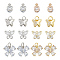 ARRICRAFT Alloy & Brass Cubic Zirconia Charms, Butterfly, Platinum & Golden, 9~12x7~14x2~5.5mm, Hole: 1~4mm, 32pcs/box