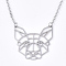 Non-Tarnish 201 Stainless Steel Puppy Pendant Necklaces, with Cable Chains, Filigree Beagle Dog Head, Stainless Steel Color, 17.5 inch(44.5cm), 2mm, Dog: 29x29.5x1mm