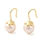 Sterling Silver Dangle Earrings, with Natural Pearl, Jewely for Women, Round, Real 18K Gold Plated, 21x10mm