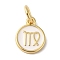 Real 18K Gold Plated Brass Enamel Charms, with Jump Ring, Long-Lasting Plated, Lead Free & Cadmium Free, Flat Round with Virgo Charms, White, 10x8x1mm, Hole: 4mm