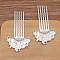 Alloy Hair Comb Finding, for DIY Jewelry Accessories, Crane, Silver, 61mm, 10pcs/set