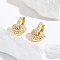 Real 18K Gold Plated Baroque Brass Hoop Earrings for Women, with Plastic Pearl, Heart, 25x16.5mm