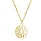 201 Stainless Steel Pendants Necklaces, with Cable Chains, Flat Round with Flower, Golden, 16.3 inch(40cm), 1mm