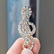 Alloy and Glass Rhinestone Musical Note Brooch, Clear, 64x32mm