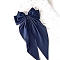 Solid Color Long Bowknot Satin Hair Barrettes, Hair Accessories for Women & Girls, Dark Blue, 360x70mm