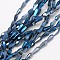 Faceted Rainbow Plated Teardrop Electroplated Glass Beads Strands, Marine Blue, 10x4mm, Hole: 1mm, about 60pcs/strand, 23.6 inch