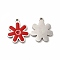 304 Stainless Steel Charms, with Enamel, Flower, Red, 14x12x1mm, Hole: 1.2mm