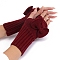 Acrylic Fibers Bowknot Knitting Fingerless Gloves, Arm Warmer, Winter Warm Gloves with Thumb Hole, Dark Red, 200x70mm