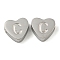 Tarnish Resistant 304 Stainless Steel Beads, Heart with Letter, Stainless Steel Color, Letter C, 7x8x3mm, Hole: 2mm