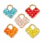 Handmade Glass Seed Beads, Loom Pattern, Heart Pendants, Mixed Color, 22x23x5mm, Hole: 7.5x7.5mm