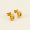 Chunk Letter 304 Stainless Steel Stud Earrings for Women, Real 18K Gold Plated, Letter D, 7.5~8.5x5~10.5mm