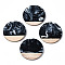 Opaque Resin & Walnut Wood Pendants, Two Tone, Flat Round, Black, 38.5x3.5mm, Hole: 2mm