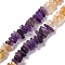 Natural Citrine & Amethyst Beads Strands, Chip, 4~17x4~10x1~8mm, Hole: 0.8~1mm, about 15.35~16.14 inch(39~41cm)