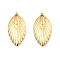 304 Stainless Steel Pendants, Leaf Charm, Real 18K Gold Plated, 17.5x8.5x1.5mm, Hole: 1mm