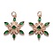 Brass Cubic Zirconia Pendants, Long-Lasting Plated, Snowflake, Real Rose Gold Plated, 24.5x19x4mm, Hole: 3.6mm