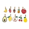 Fruit Alloy Enamel Pendants, Golden, Mixed Shapes, Mixed Color, 14.5~23.5x9~18x1~3mm, Hole: 4.5x3mm, 10pcs/set