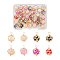 Craftdady 32Pcs 8 Colors ABS Plastic Imitation Pearl Charms, with Light Gold Plated Brass Findings, Round, Mixed Color, 13.5~14x9mm, Hole: 2mm, 4pcs/color